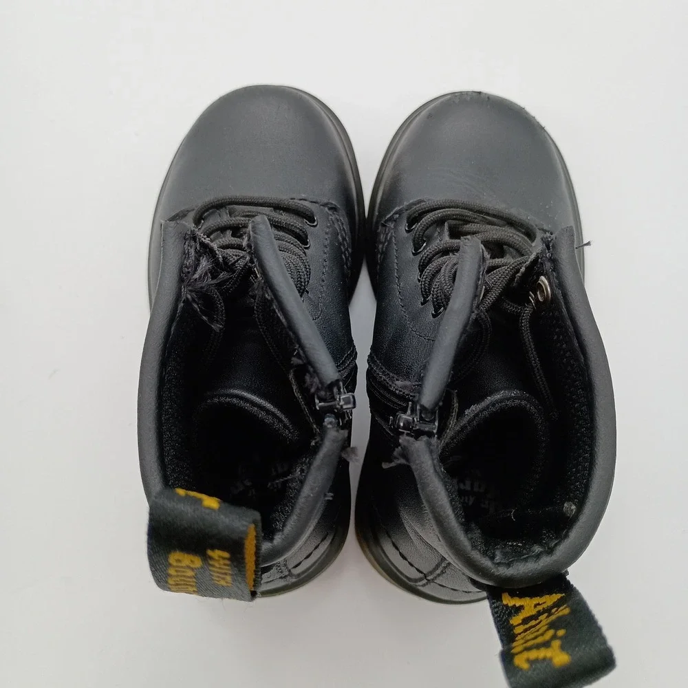 Dr. Martens 1460 T Toddler Boots Black Leather‎ Lace Up Side Zip Size 8 US Kids